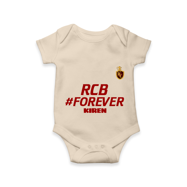 RCB #Forever - Turn Every IPL Moment Into A Style Statement With Our Customized IPL-Themed Romper For Babies With Name - IVORY - 0 - 3 Months Old (Chest 16")