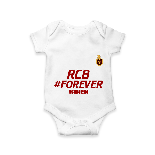 RCB #Forever - Turn Every IPL Moment Into A Style Statement With Our Customized IPL-Themed Romper For Babies With Name - WHITE - 0 - 3 Months Old (Chest 16")