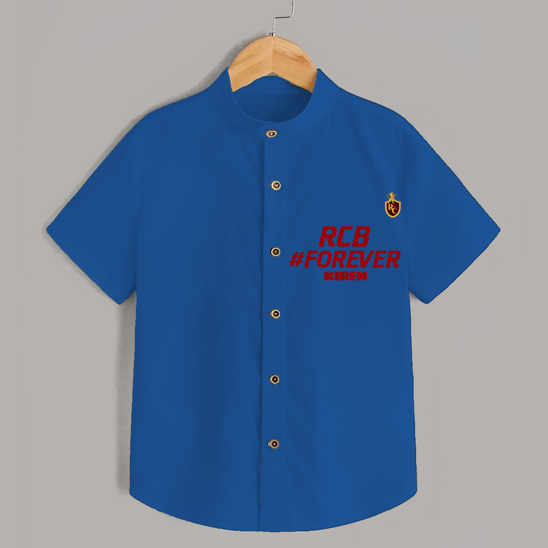 RCB #Forever - Turn Every IPL Moment Into A Style Statement With Our Customized IPL-Themed Shirt For Kids With Name - COBALT BLUE - 0 - 6 Months Old (Chest 23")