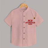 RCB #Forever - Turn Every IPL Moment Into A Style Statement With Our Customized IPL-Themed Shirt For Kids With Name - PEACH - 0 - 6 Months Old (Chest 23")