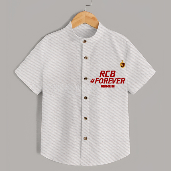 RCB #Forever - Turn Every IPL Moment Into A Style Statement With Our Customized IPL-Themed Shirt For Kids With Name - WHITE - 0 - 6 Months Old (Chest 23")
