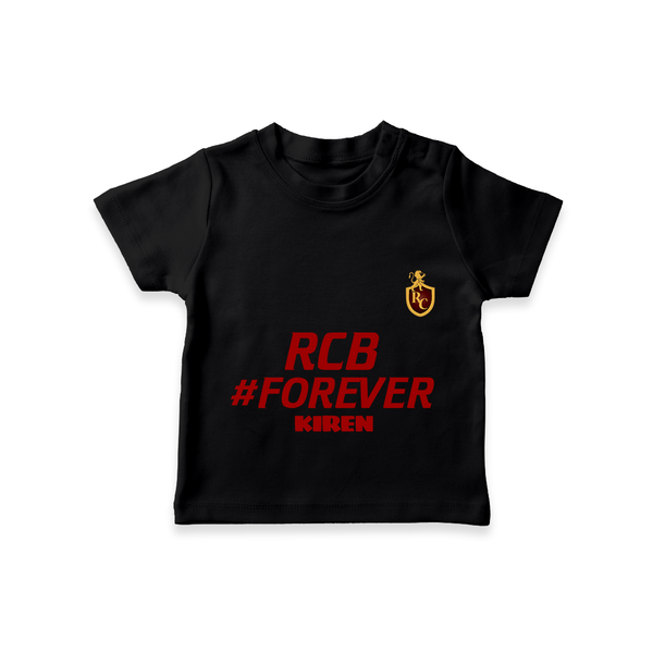 RCB #Forever - Turn Every IPL Moment Into A Style Statement With Our Customized IPL-Themed T-Shirt For Kids With Name - BLACK - 0-5 Months Old (Chest 17")