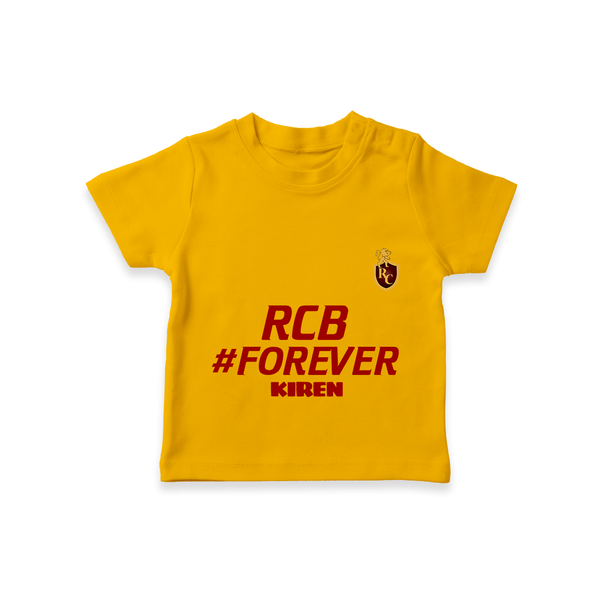 RCB #Forever - Turn Every IPL Moment Into A Style Statement With Our Customized IPL-Themed T-Shirt For Kids With Name - CHROME YELLOW - 0-5 Months Old (Chest 17")