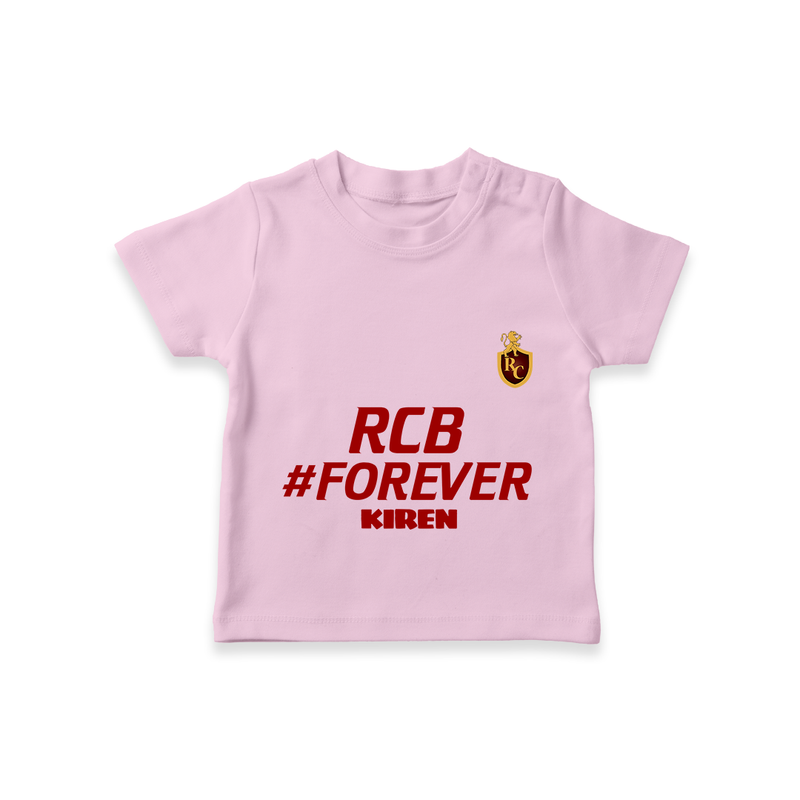 RCB #Forever - Turn Every IPL Moment Into A Style Statement With Our Customized IPL-Themed T-Shirt For Kids With Name - PINK - 0-5 Months Old (Chest 17")