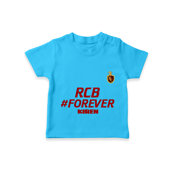 RCB #Forever - Turn Every IPL Moment Into A Style Statement With Our Customized IPL-Themed T-Shirt For Kids With Name - SKY BLUE - 0-5 Months Old (Chest 17")