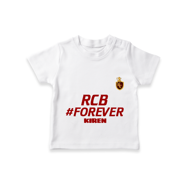 RCB #Forever - Turn Every IPL Moment Into A Style Statement With Our Customized IPL-Themed T-Shirt For Kids With Name - WHITE - 0-5 Months Old (Chest 17")