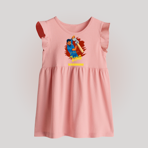 The King - Turn Every IPL Moment Into A Style Statement With Our Customized IPL-Themed Baby Frock For Babies With Name - BABY PINK - 0 - 3 Months Old (Chest 17")