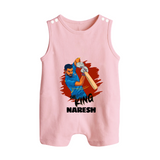 Future Match Winner BUTTON ROMPER – Personalized Cricket Outfit - BABY PINK - New Born (Chest 18")