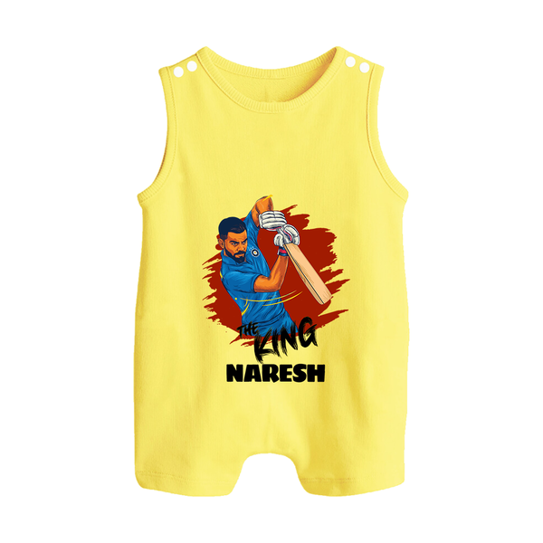 Future Match Winner BUTTON ROMPER – Personalized Cricket Outfit - PASTEL YELLOW - New Born (Chest 18")