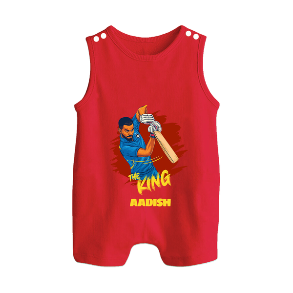 The King - Turn Every IPL Moment Into A Style Statement With Our Customized IPL-Themed Romper Suit For Babies With Name - RED - 0 - 5 Months Old (Chest 18")