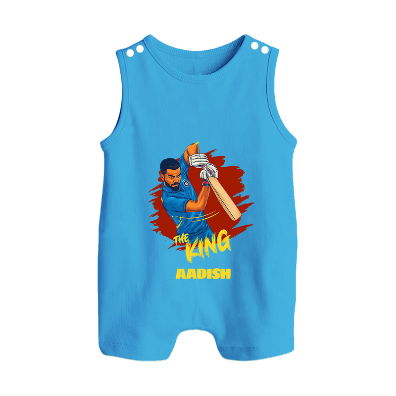 The King - Turn Every IPL Moment Into A Style Statement With Our Customized IPL-Themed Romper Suit For Babies With Name - ROYAL BLUE - 0 - 5 Months Old (Chest 18")