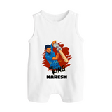 Future Match Winner BUTTON ROMPER – Personalized Cricket Outfit - WHITE - New Born (Chest 18")