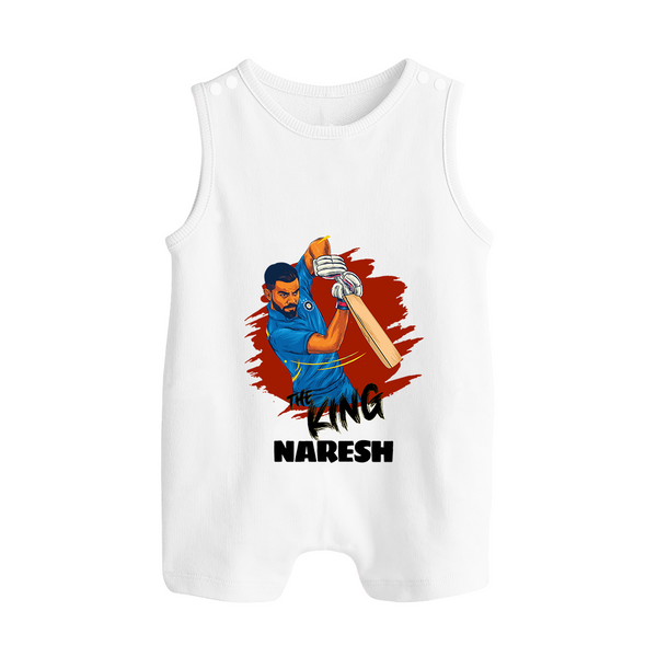 Future Match Winner BUTTON ROMPER – Personalized Cricket Outfit - WHITE - New Born (Chest 18")