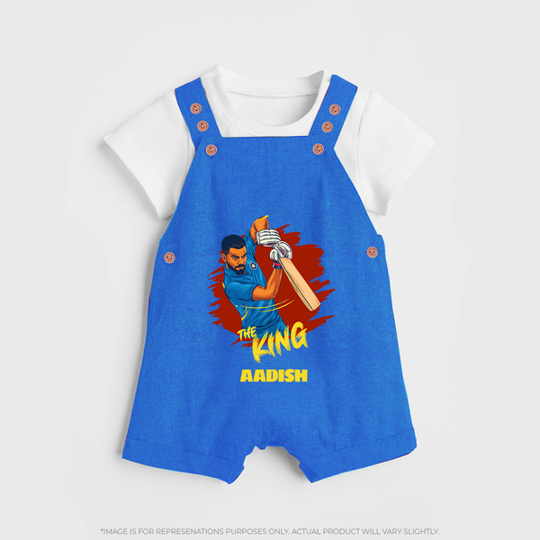 The King - Turn Every IPL Moment Into A Style Statement With Our Customized IPL-Themed Dungaree For Kids With Name - COBALT BLUE - 0 - 5 Months Old (Chest 18")