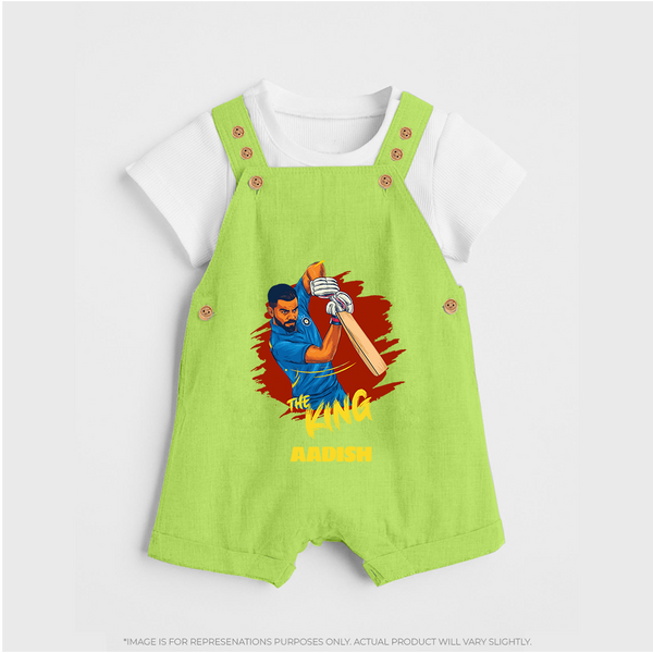 The King - Turn Every IPL Moment Into A Style Statement With Our Customized IPL-Themed Dungaree For Kids With Name - GREEN - 0 - 5 Months Old (Chest 18")