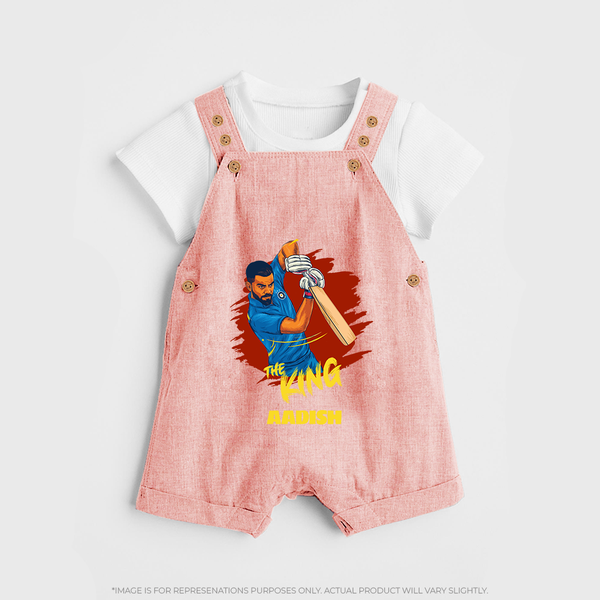 The King - Turn Every IPL Moment Into A Style Statement With Our Customized IPL-Themed Dungaree For Kids With Name - PEACH - 0 - 5 Months Old (Chest 18")