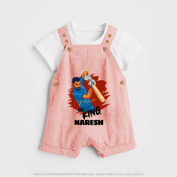 Future Match Winner DUNGAREE – Personalized Cricket Outfit - PEACH - 0 - 5 Months Old (Chest 18")