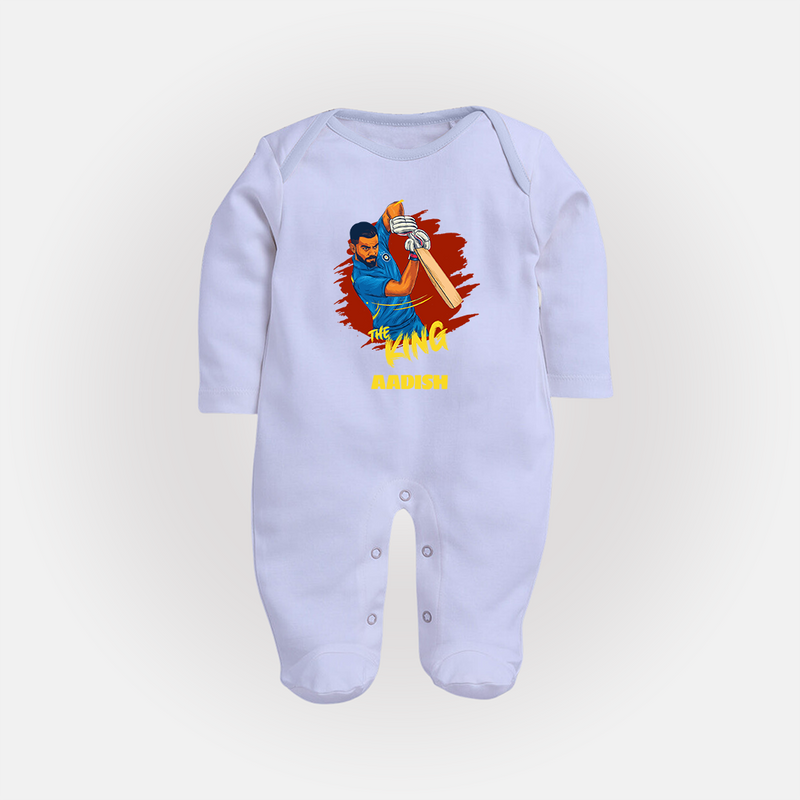 The King - Turn Every IPL Moment Into A Style Statement With Our Customized IPL-Themed Sleep Suit For Babies With Name - BABY BLUE - New Born (Chest 7.5")