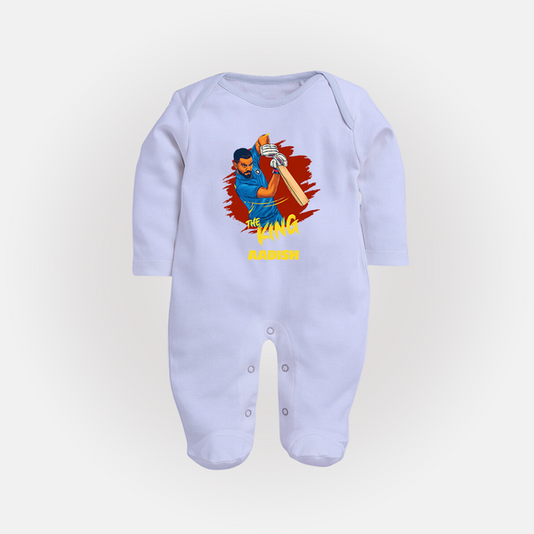 The King - Turn Every IPL Moment Into A Style Statement With Our Customized IPL-Themed Sleep Suit For Babies With Name - BABY BLUE - New Born (Chest 7.5")