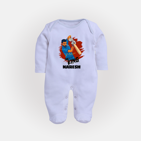 Future Match Winner FULL BODY SUIT – Personalized Cricket Outfit - BABY BLUE - New Born (Chest 7.5")