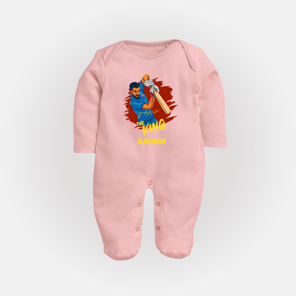 The King - Turn Every IPL Moment Into A Style Statement With Our Customized IPL-Themed Sleep Suit For Babies With Name - BABY PINK - New Born (Chest 7.5")