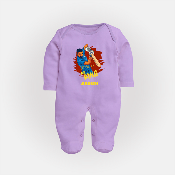 The King - Turn Every IPL Moment Into A Style Statement With Our Customized IPL-Themed Sleep Suit For Babies With Name - LILAC - New Born (Chest 7.5")