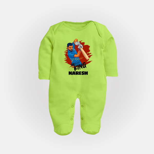 Future Match Winner FULL BODY SUIT – Personalized Cricket Outfit - LIME GREEN - New Born (Chest 7.5")