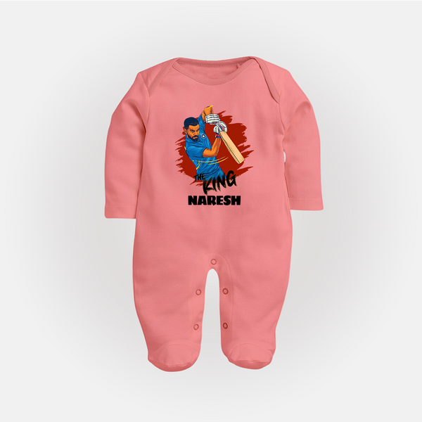 Future Match Winner FULL BODY SUIT – Personalized Cricket Outfit - PEACH - New Born (Chest 7.5")
