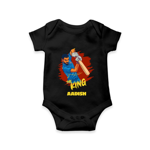 The King - Turn Every IPL Moment Into A Style Statement With Our Customized IPL-Themed Romper For Babies With Name - BLACK - 0 - 3 Months Old (Chest 16")