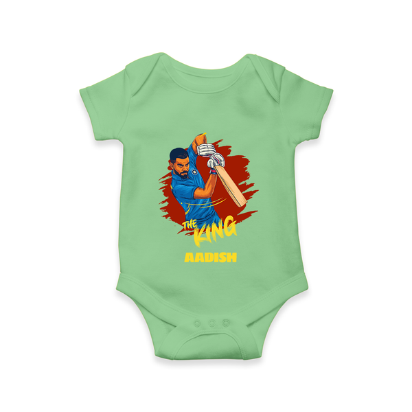The King - Turn Every IPL Moment Into A Style Statement With Our Customized IPL-Themed Romper For Babies With Name - GREEN - 0 - 3 Months Old (Chest 16")