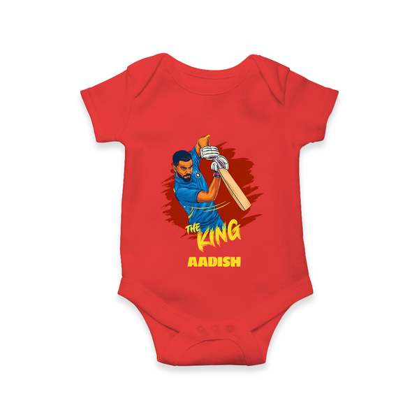The King - Turn Every IPL Moment Into A Style Statement With Our Customized IPL-Themed Romper For Babies With Name - RED - 0 - 3 Months Old (Chest 16")