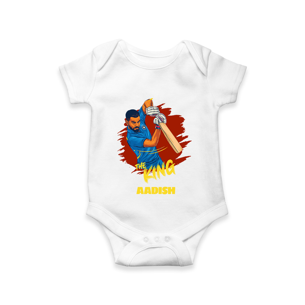 The King - Turn Every IPL Moment Into A Style Statement With Our Customized IPL-Themed Romper For Babies With Name - WHITE - 0 - 3 Months Old (Chest 16")