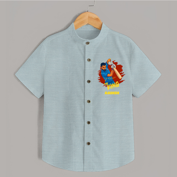 The King - Turn Every IPL Moment Into A Style Statement With Our Customized IPL-Themed Shirt For Kids With Name - ARCTIC BLUE - 0 - 6 Months Old (Chest 23")