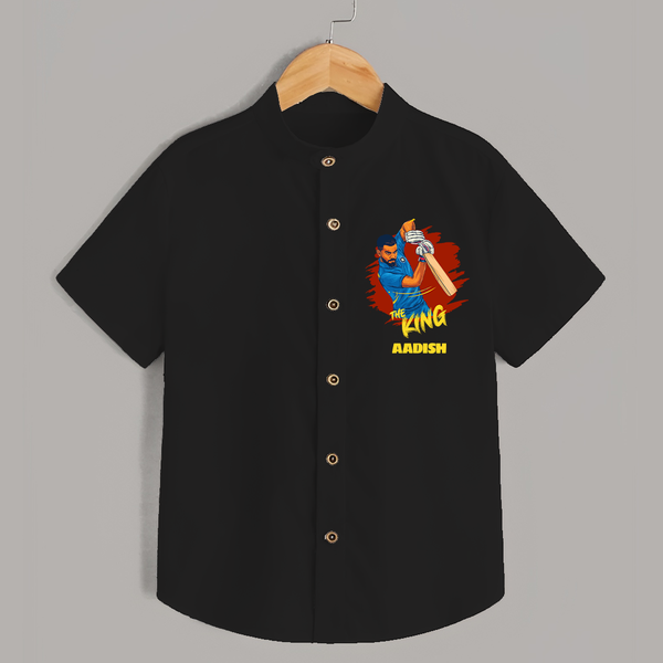 The King - Turn Every IPL Moment Into A Style Statement With Our Customized IPL-Themed Shirt For Kids With Name - BLACK - 0 - 6 Months Old (Chest 23")