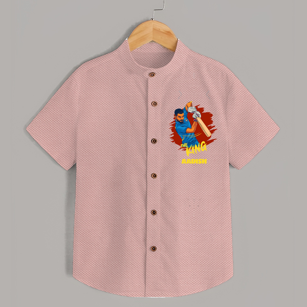 The King - Turn Every IPL Moment Into A Style Statement With Our Customized IPL-Themed Shirt For Kids With Name - PEACH - 0 - 6 Months Old (Chest 23")