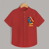The King - Turn Every IPL Moment Into A Style Statement With Our Customized IPL-Themed Shirt For Kids With Name - RED - 0 - 6 Months Old (Chest 23")