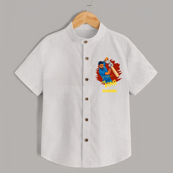 The King - Turn Every IPL Moment Into A Style Statement With Our Customized IPL-Themed Shirt For Kids With Name - WHITE - 0 - 6 Months Old (Chest 23")