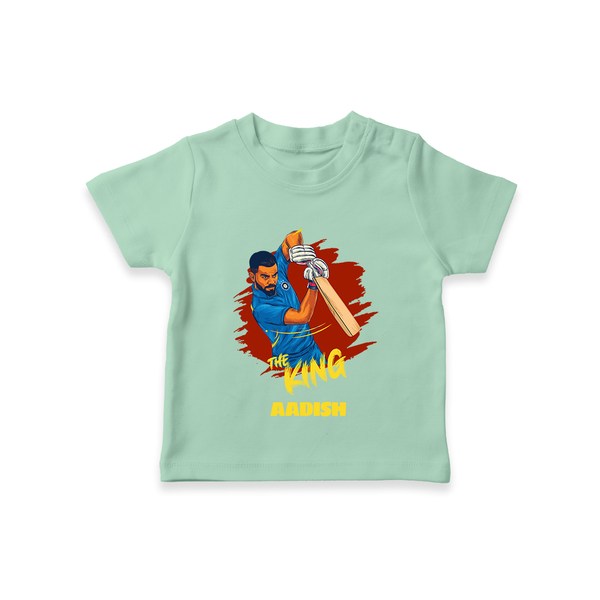 The King - Turn Every IPL Moment Into A Style Statement With Our Customized IPL-Themed T-Shirt For Kids With Name - MINT GREEN - 0-5 Months Old (Chest 17")
