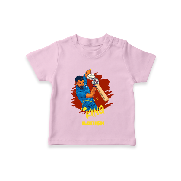 The King - Turn Every IPL Moment Into A Style Statement With Our Customized IPL-Themed T-Shirt For Kids With Name - PINK - 0-5 Months Old (Chest 17")