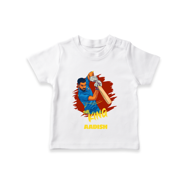 The King - Turn Every IPL Moment Into A Style Statement With Our Customized IPL-Themed T-Shirt For Kids With Name - WHITE - 0-5 Months Old (Chest 17")