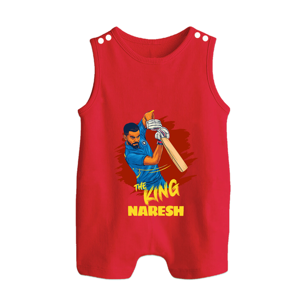 Future Match Winner BUTTON ROMPER – Personalized Cricket Outfit - RED - New Born (Chest 18")