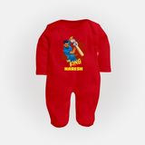 Future Match Winner FULL BODY SUIT – Personalized Cricket Outfit - RED - New Born (Chest 7.5")