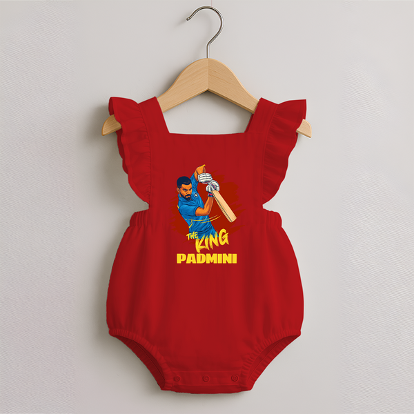 Future Match Winner ROMPER FROCK – Personalized Cricket Outfit - RED - 0 - 3 Months Old (Chest 19")