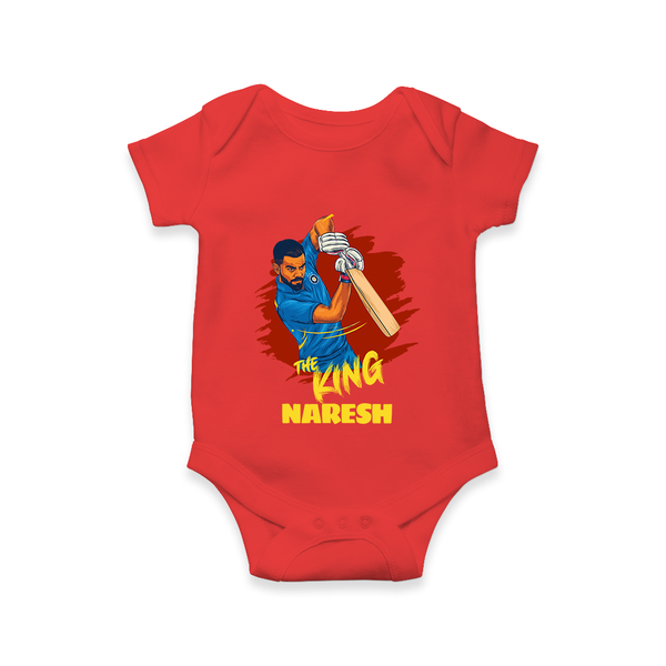 Future Match Winner Baby Romper – Personalized Cricket Outfit - RED - New Born (Chest 14")