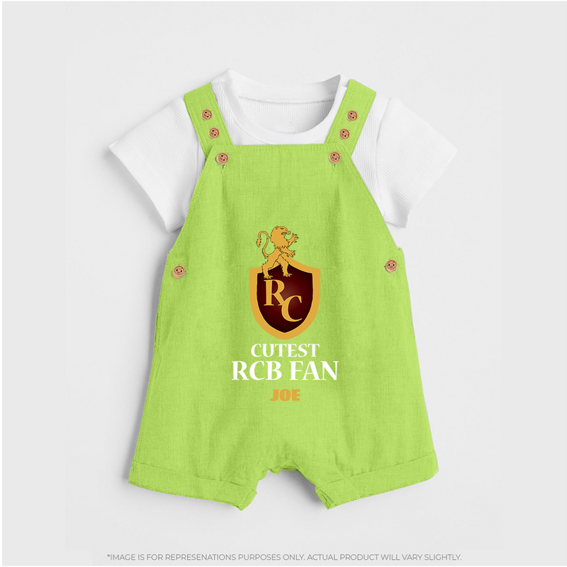 Cutest RCB Fan - Turn Every IPL Moment Into A Style Statement With Our Customized IPL-Themed Dungaree For Kids With Name - GREEN - 0 - 5 Months Old (Chest 18")