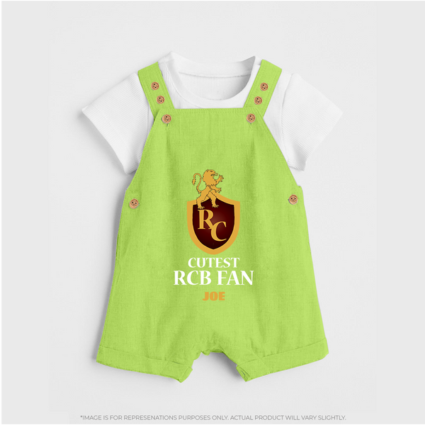 Cutest RCB Fan - Turn Every IPL Moment Into A Style Statement With Our Customized IPL-Themed Dungaree For Kids With Name - GREEN - 0 - 5 Months Old (Chest 18")