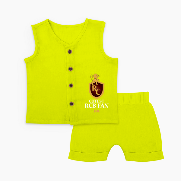 Cutest RCB Fan - Turn Every IPL Moment Into A Style Statement With Our Customized IPL-Themed Jabla Set For Babies With Name - LIME - 0 - 3 Months Old (Chest 9.8")