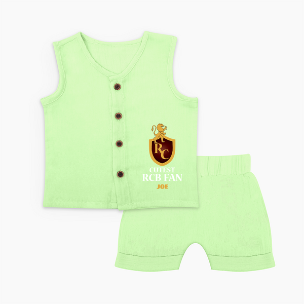Cutest RCB Fan - Turn Every IPL Moment Into A Style Statement With Our Customized IPL-Themed Jabla Set For Babies With Name - PASTEL GREEN - 0 - 3 Months Old (Chest 9.8")