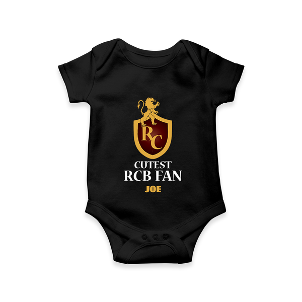 Cutest RCB Fan - Turn Every IPL Moment Into A Style Statement With Our Customized IPL-Themed Romper For Babies With Name - BLACK - 0 - 3 Months Old (Chest 16")