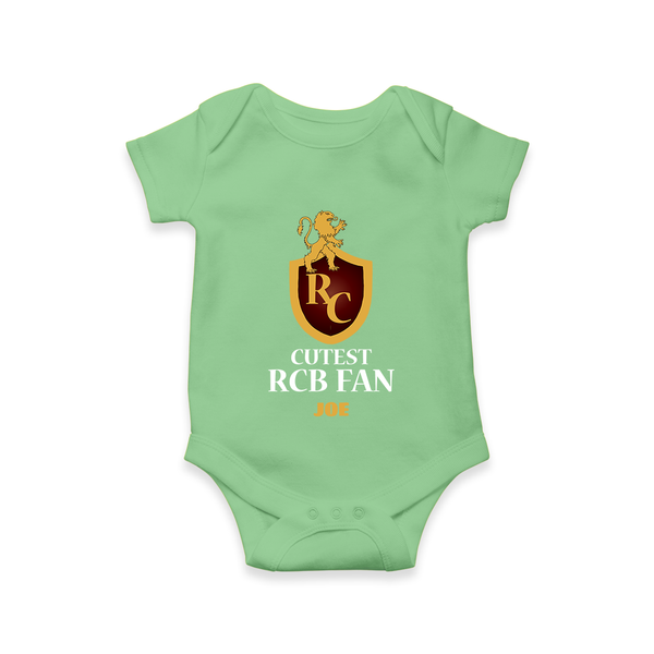 Cutest RCB Fan - Turn Every IPL Moment Into A Style Statement With Our Customized IPL-Themed Romper For Babies With Name - GREEN - 0 - 3 Months Old (Chest 16")